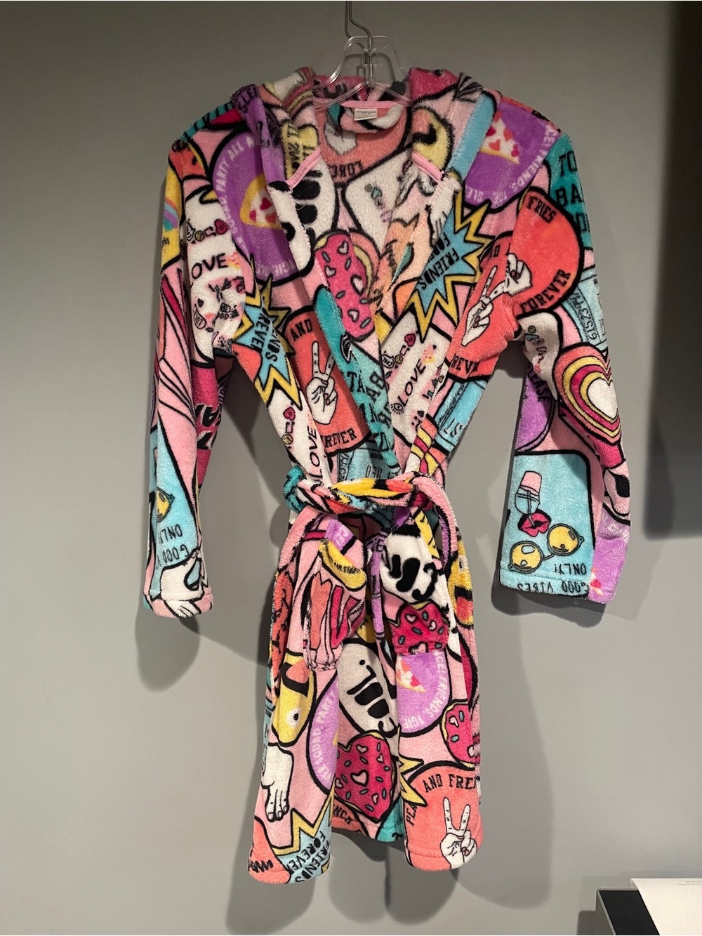 Girls Emoji Print Arizona Hoodie Bathrobe Sleepwear Size 14